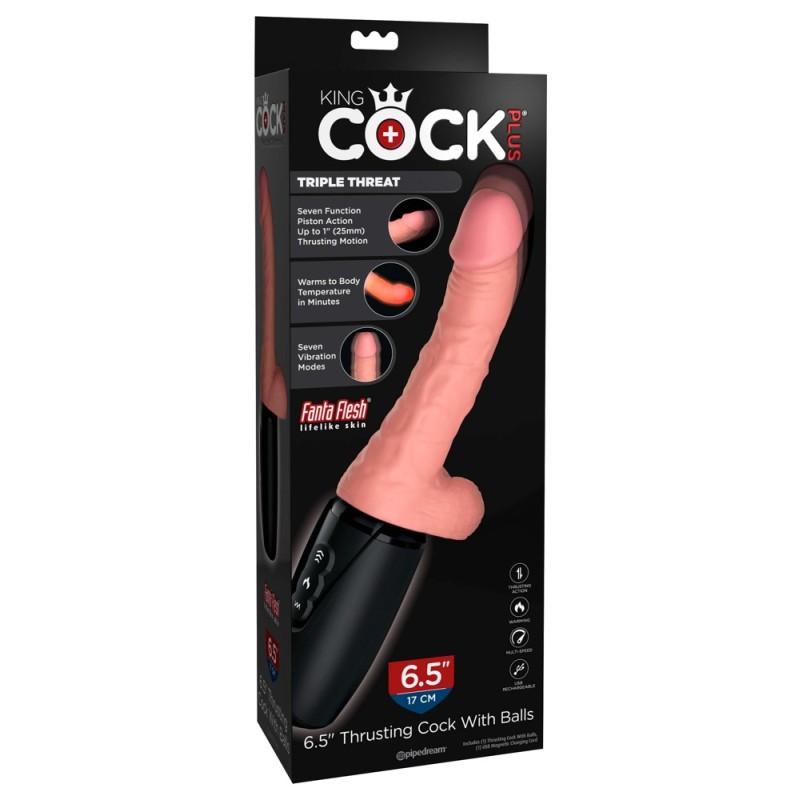 Wibrator Grzejący KCP 6.5 Thrusting Cock with Ba